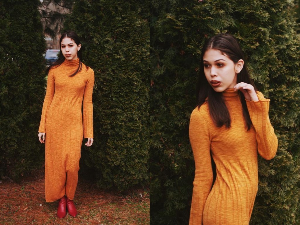 Elizabeth & James Clementine Space-Dye Long Extrafine Wool Turtleneck Dress